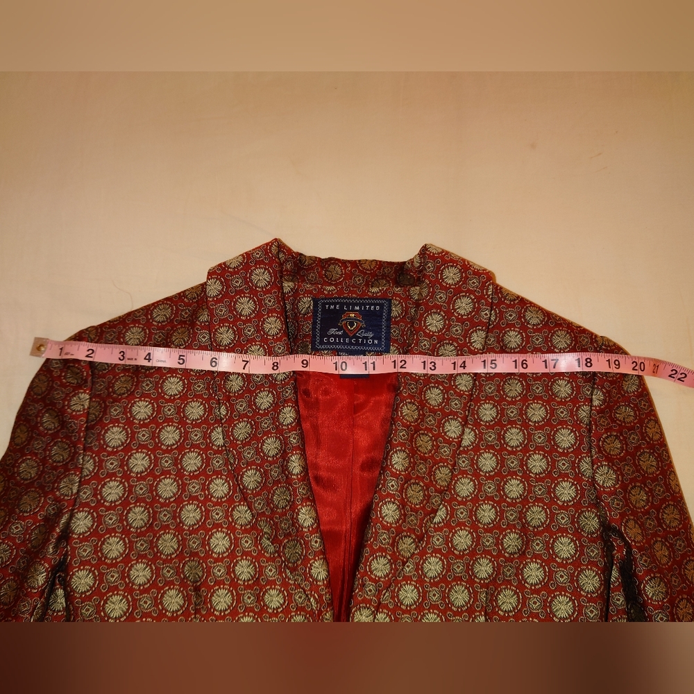 FLAW - Plz Read - Red Brocade THE LIMITED COLLECTION Smoking Jacket - Picture 7 of 13